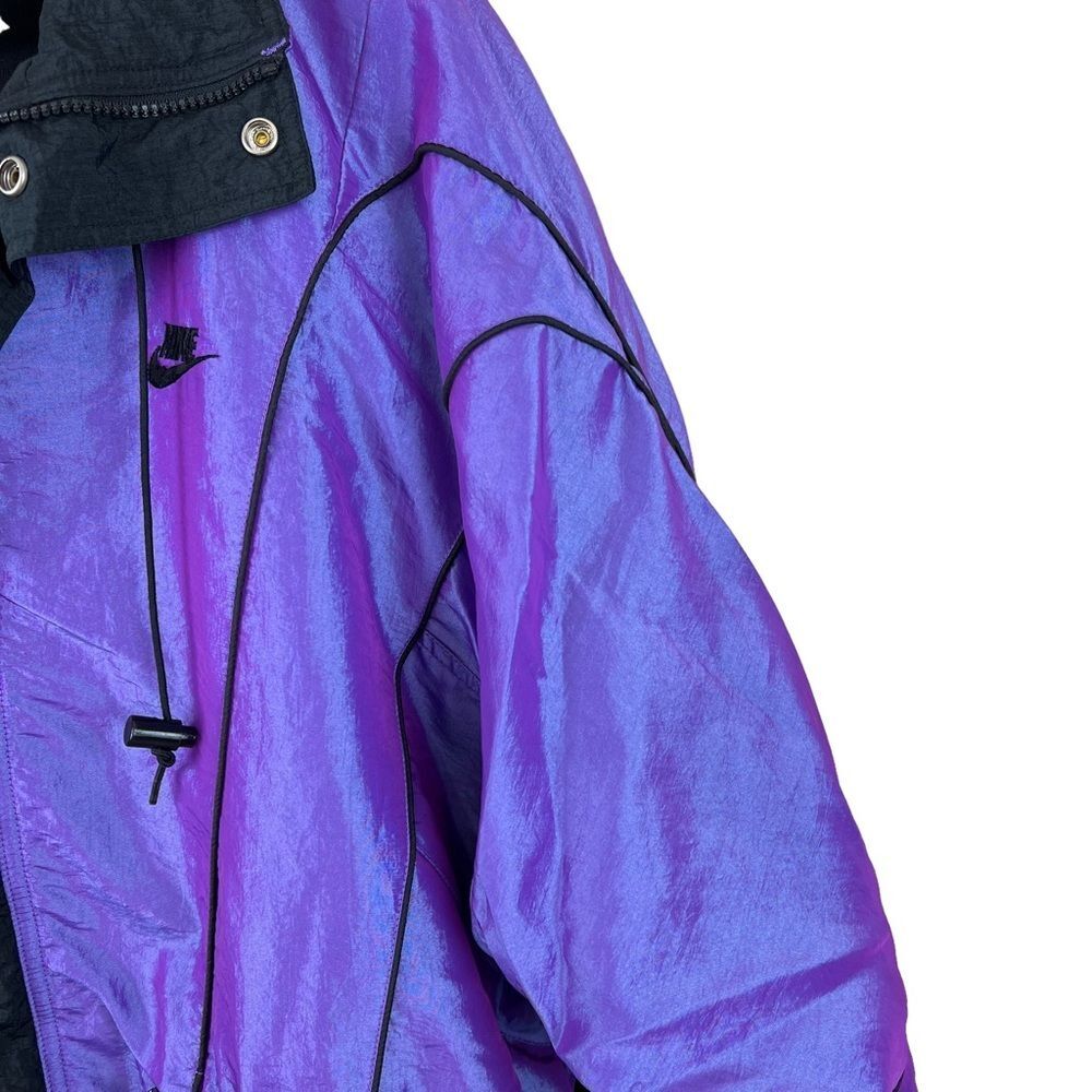 Rare VTG Nike Air Flight Purple Iridescent Chameleon 90s Jacket Mens Unisex Sz S - Picture 4 of 7